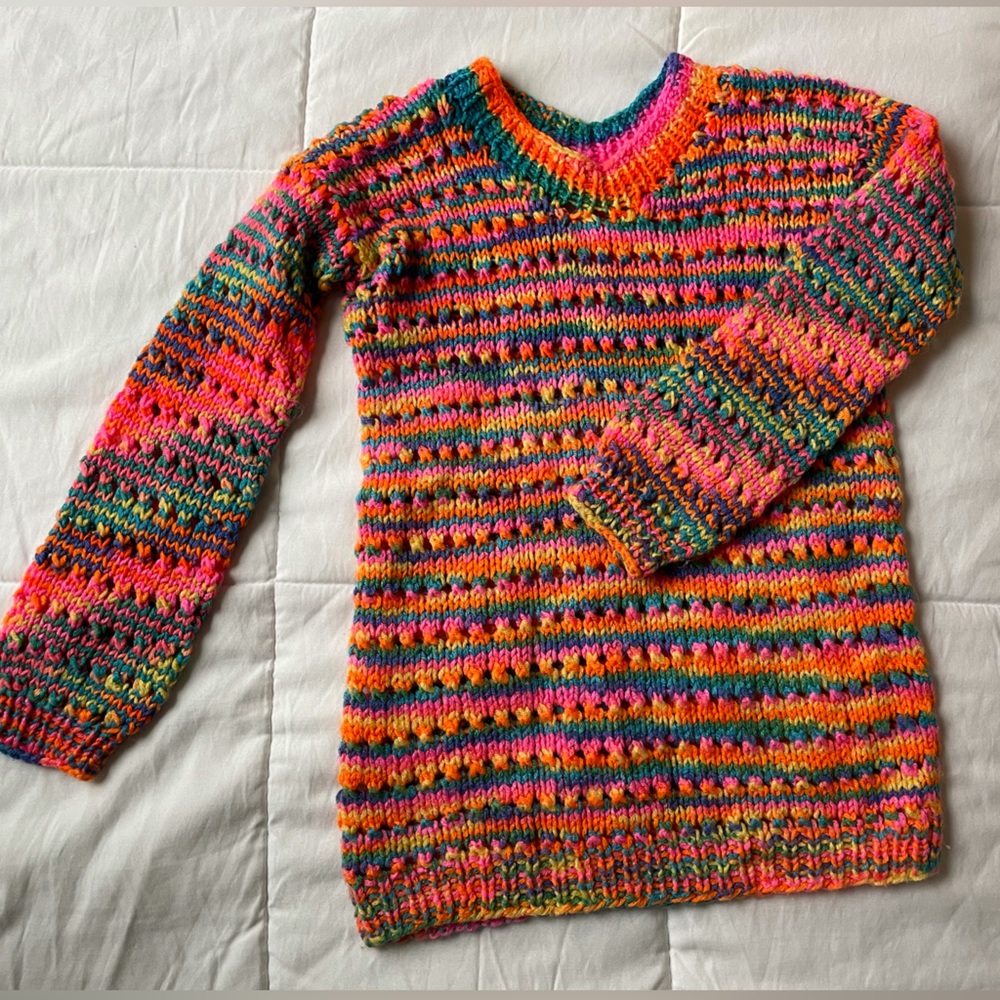Handmade Electric Rainbow Sweater / SZ: XS